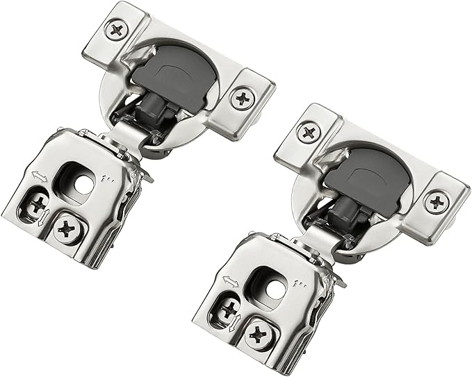 2 Pack 1 Pair 1 inch Overlay Soft Close Hinges for Kitchen Cabinet Hinges Satin Nickel Hidden Hinges Stainless Steel Concealed Hinge self Closing
