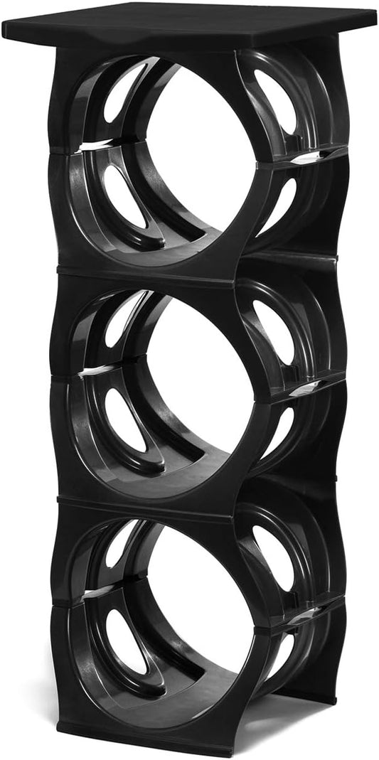 Bariboo Stackable Water Bottle Storage Rack Best Water Jugs 5 Gallon Organizer. Jug Holder for Kitchen, Cabinet and Office Organizing. Reinforced Polypropylene (Black, 3 Plus Shelf)