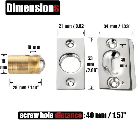 JQK Closet Ball Catch Door Hardware, Stainless Steel Catch Adjustable with Strike Plate, Chrome Finish 4 Pack, HBC100-CH-P4