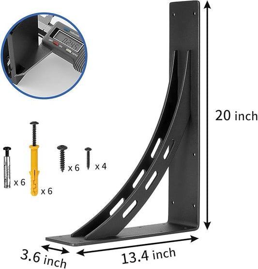 20 inch x 13.5 inch Heavy Duty Shelf Brackets , Metal Mantel Brackets (Set of 2) Fireplace Mantel Brackets - Countertop Support , Max Load 1100 Lbs (20‘’ x 13.5 ‘’)