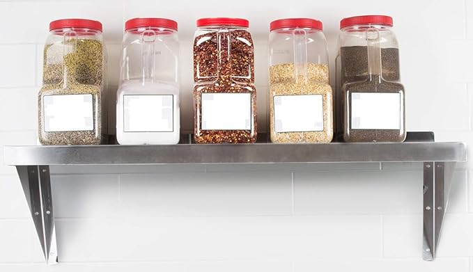 | Stainless Steel Wall Shelf | Square Edge | Metal Shelving | Heavy Duty | Commercial Grade | Wall Mount | NSF Certified (12” Width x 72” Length)