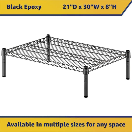21" x 30" x 8" Black Epoxy Wire Storage Shelf, Dunnage Rack, Commercial 1 Tier Small Shelf
