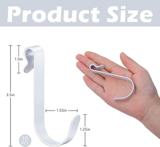 10pcs J Hooks for Wire Shelving 3.5 Inch Large White Heavy Duty Metal Shelf Hooks for Wire Shelves Racks Closet Shelving Accessories