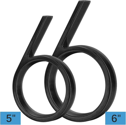 6" Stainless Steel Floating House Number 6, Metal Modern House Numbers, Mailbox Decor Number with Nail Kit, Coated Black, 911 Visibility Signage (Large 6)