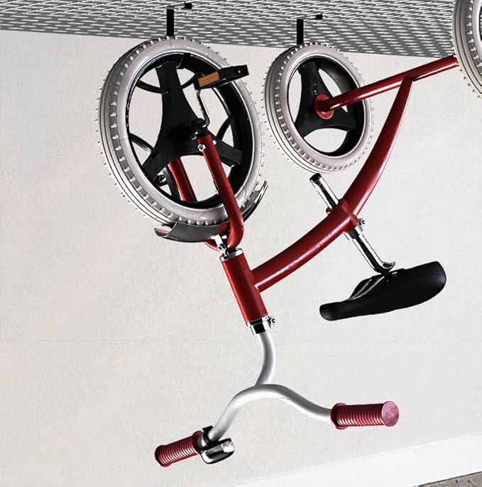Bike Hooks for Garage Ceiling Mount Rack โ Heavy Duty 4X8 Overhead Garage Storage Rack for Ceiling Hanging Bicycle Shelves, Add on Storage Flat Hooks Accessory and Wall Hanger (Flat Hook 4 Pack)