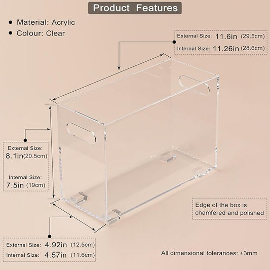 Crystal Clear Acrylic Magazine Holder,Space Saving Magazine Rack, Book Basket, Storage Organizer Bin for Living Room, Bathroom, Home Office, Newspapers