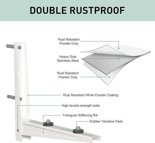 Mini Split Wall Mounting Bracket, Heavy-Duty Outdoor Wall Bracket for 7000-15000 BTU Ductless Air Conditioner Universal Heat Pump System Support up to 330 lbs