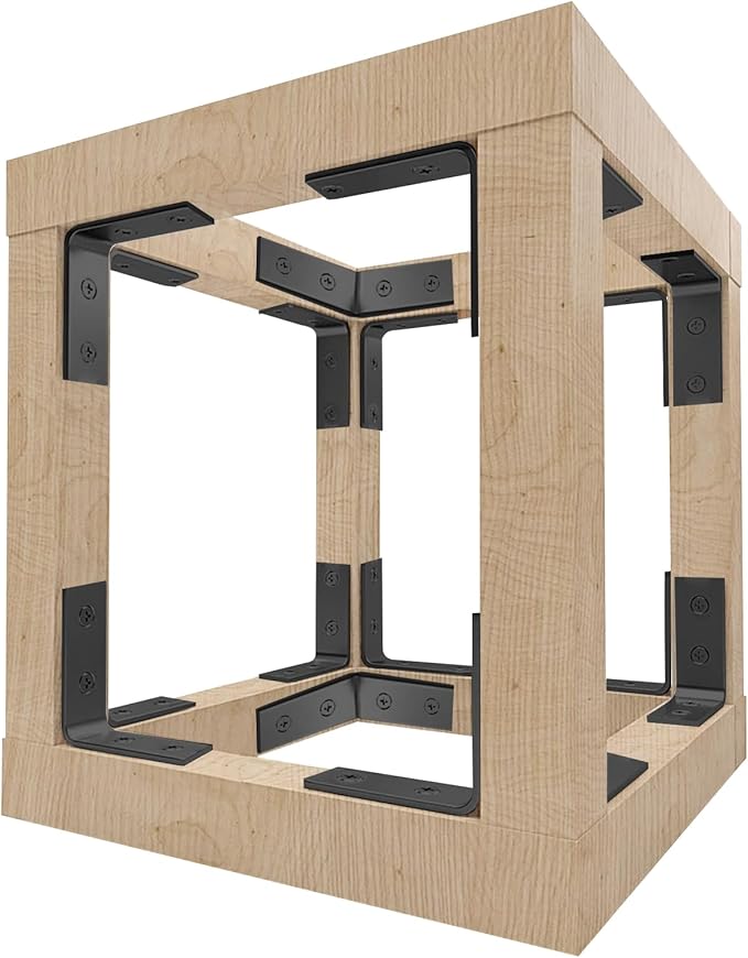 HOME MASTER HARDWARE L-Shaped Corner Braces, 40-Piece Metal Black Corner Bracket 1-1/2 Inch Right Angle Brackets for Shelves, Wood Furniture, Frames - Includes Rust-Resistant Screws