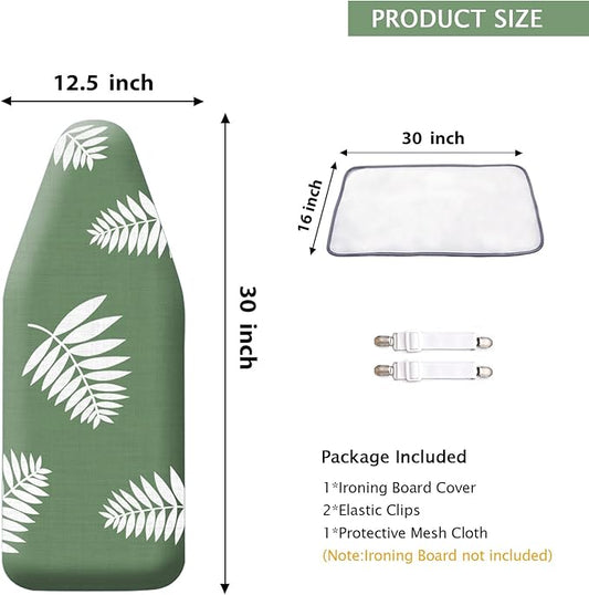 SheeChung 12.5"x32" Small Ironing Board Cover and Pad,Fits Mini Table Top Ironing Board,Extra Thick Padding,Elastic Cord&Fasteners,Heat Resistance(Ironing Board Not Included)