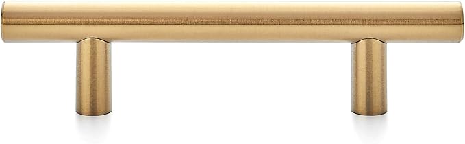 Ravinte 12 Pack 5 Inch Cabinet Pulls Brushed Brass Stainless Steel Kitchen Drawer Pulls Cabinet Handles 5”Length, 3” Hole Center