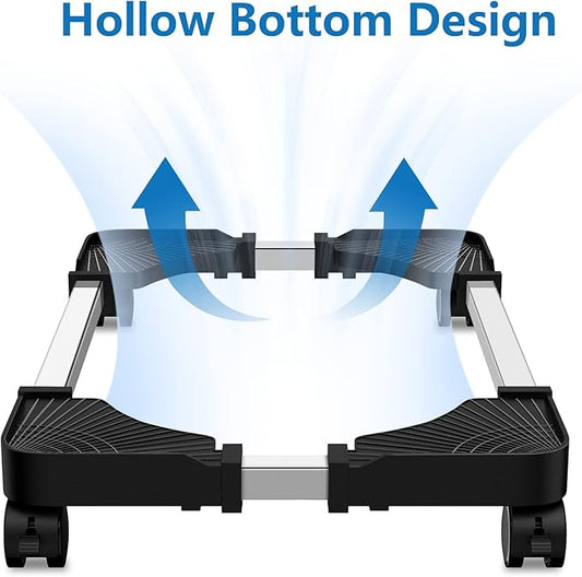 Computer Tower Stand - Adjustable PC Stand for Most Desktop Towers - Elevate and Organize Your Desktop - Mobile CPU PC Holder Cart Riser Printer