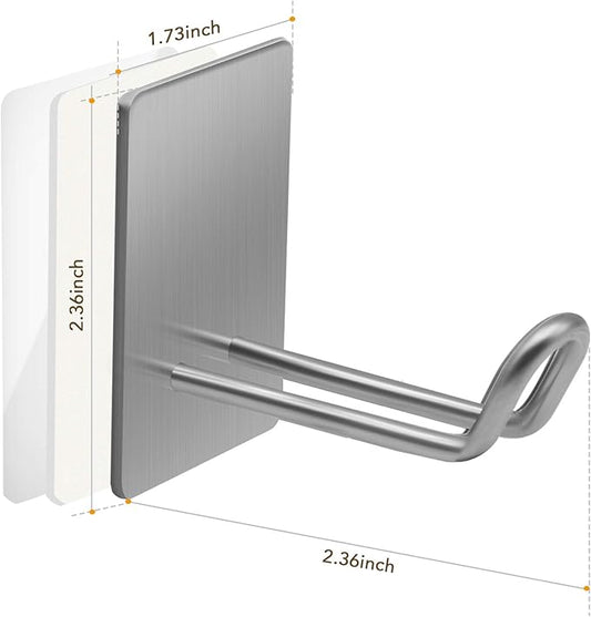 Adhesive Hooks,Stainless Steel Towel Hook,Sticky Hanger for Kitchen and Door,Bathroom Wall Hooks for Hanging Towel Robe Hat Coat Key,6Packs (Silver)