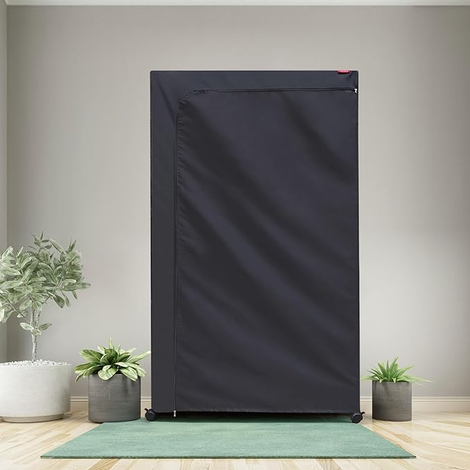 Storage Shelf Cover, Waterproof Dustproof Shelving Rack Cover with Double-Headed 2-Way Zipper with 3-Way Access, Thickened Fabric, 23.2" W x 13.4" D x 48" H, Black