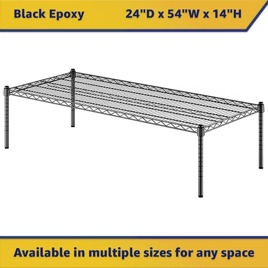 24" x 54" x 14" Black Epoxy Wire Storage Shelf, Dunnage Rack, Commercial 1 Tier Small Shelf