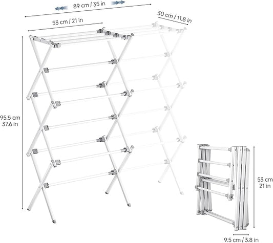APEXCHASER Drying Rack Clothing - 3 Tier Metal Clothes Drying Rack Collapsible, Laundry Drying Rack Expandable, Small Clothe Airer for Baby Clothes Towel Bib Sock Indoor Outdoor Use(White)
