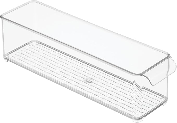 iDesign Stackable Fridge Storage Bin with Handle - Ideal for Fridge and Freezer, Clear, Made in USA