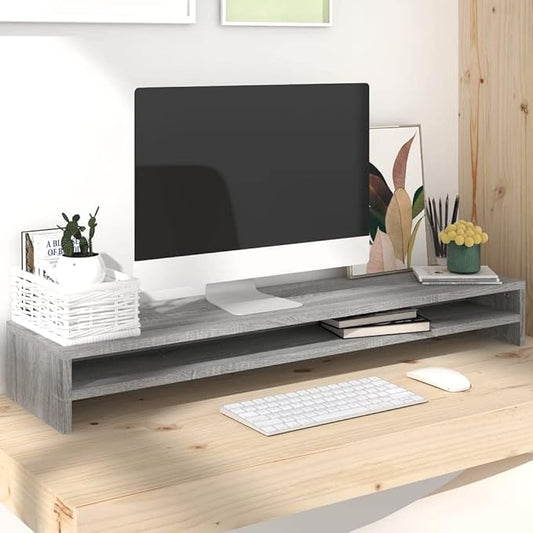 vidaXL Monitor Stand, 2 Tier Desktop Monitor Stand Riser, Storage Desk Organizer, Computer Keyboard Stand, Gray Sonoma Engineered Wood