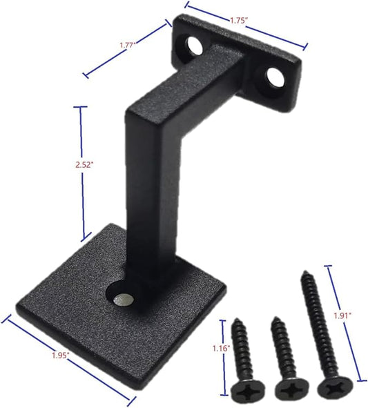 Square Handrail Brackets for Staircase Stair Railing Brackets with Screws (1, Textured Black)