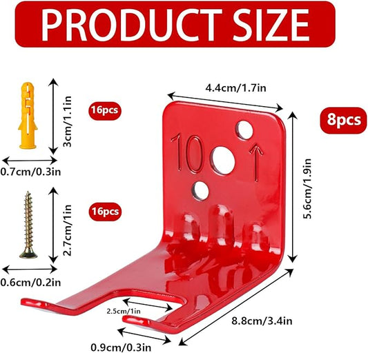 Fire Extinguisher Mounts & Brackets, 8 Pack Fire Extinguisher Brackets and Holders,Wall Hook Holder Hanger for 10 Lb Extinguishers with Screws
