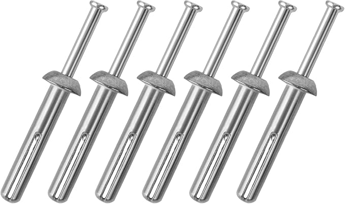 meite Hammer Drive Anchors 1/4" x 1-1/2" for HVAC Systems & Shelving Units, Heavy Duty Concrete Fasteners, Zinc-Plated Steel, Rust-Resistant (100 Counts)