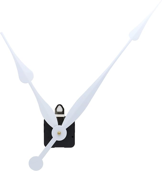 TIKROUND Youngtown 12888 High Torque Long Shaft Clock Movement Mechanism with 12 Inch Long Spade Hands Total Shaft Length 1-3/32 inches(White Hands)