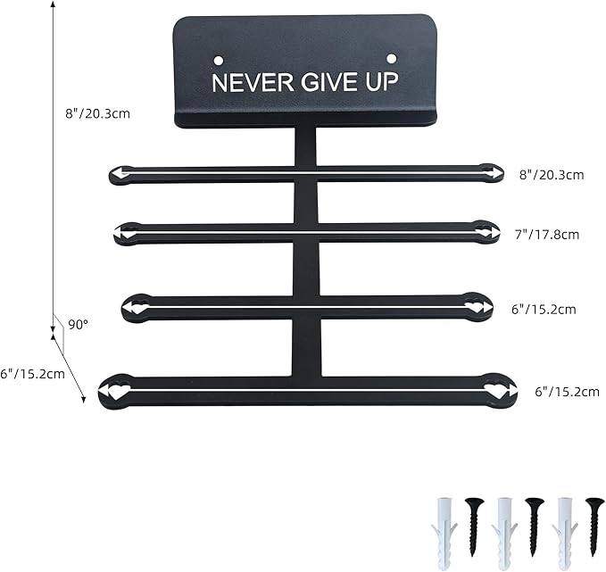 Resistance Rack Band Storage Hanger Gym Equipment Organizer Pull Up Bands Jump Ropes, Never Give Up Gym Décor Storage Rack for Home Gym