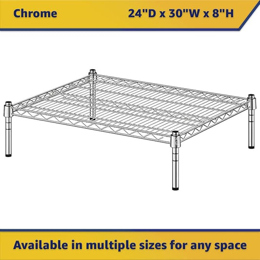 24" x 30" x 8" Chrome Wire Storage Shelf, Dunnage Rack, Commercial 1 Tier Small Shelf