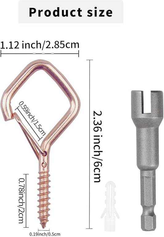 50 PCS Rose Gold Eye Screw Hooks for Hanging Heavy Duty with Safety Buckle.Metal Ceiling Hooks for Hanging Plants Cup Wind Chime Bird Feeders Patio Lights at Indoor&Outdoor