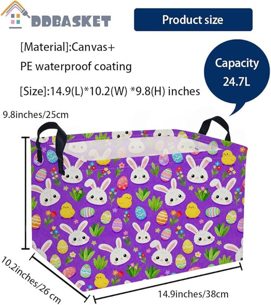 Easter Basket for Kids Gift Baskets Empty Baby Easter Basket for Boys and Girls Rectangular Toy Storage Bins Organizer Bin Box Cute room Decor for Home