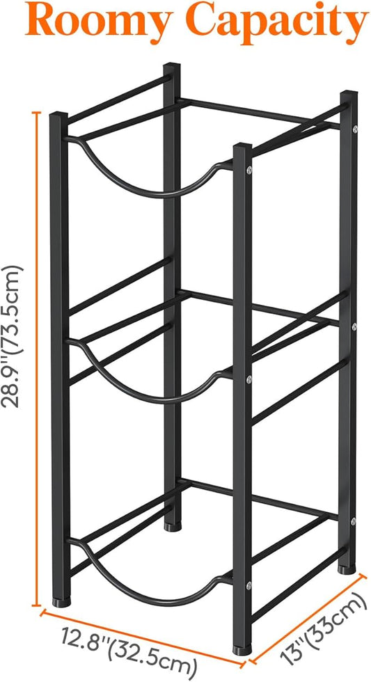 Lifewit 5 Gallon Water Jug Holder, 3 Tier Water Bottle Stand, 3 Slots Heavy Duty Water Dispenser Rack for Gallon Jugs, 126 lb/57 kg Capacity Detachable Water Jug Shelf Organizer for Home/Office Black