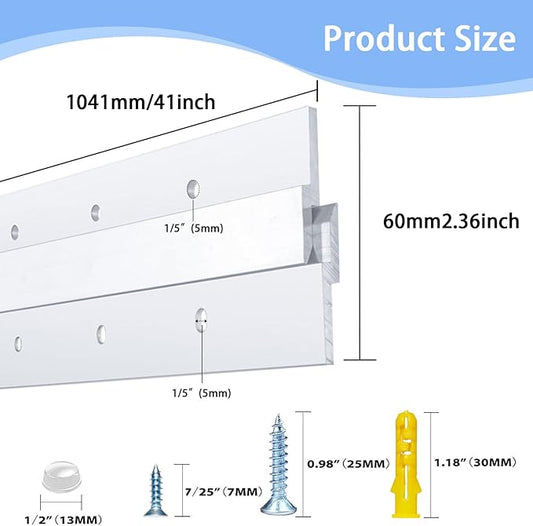 41'' French Cleat - Thick - French Cleat Hanger - Heavy Duty Aluminum Z Hanger for Hanging Picture, Mirror, Shelf, Headboard, Panel or Whiteboard ( 1 Pair, Supports 150 lbs )