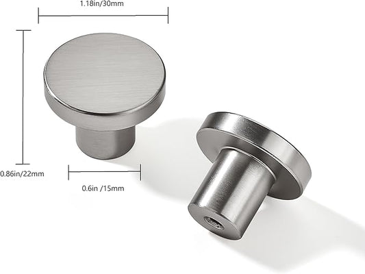 khtumeware 5 Pack Satin Nickel Cabinet Knobs - 1-1/5 Inch Round Drawer Pulls for Kitchen Cabinet Hardware Dressers Knobs and Closets
