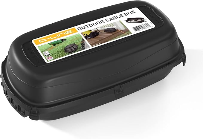 D-Line Weatherproof Electrical Box, Outdoor Extension Socket Box, IP54, 2X Entry and Exit Sections for Ease of Use - Black