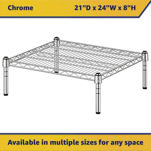 21" x 24" x 8" Chrome Wire Storage Shelf, Dunnage Rack, Commercial 1 Tier Small Shelf
