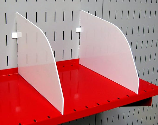 Wall Control Shelf Divider for 9in Deep Pegboard Shelf Assembly for use Pegboard and Slotted Tool Board – White
