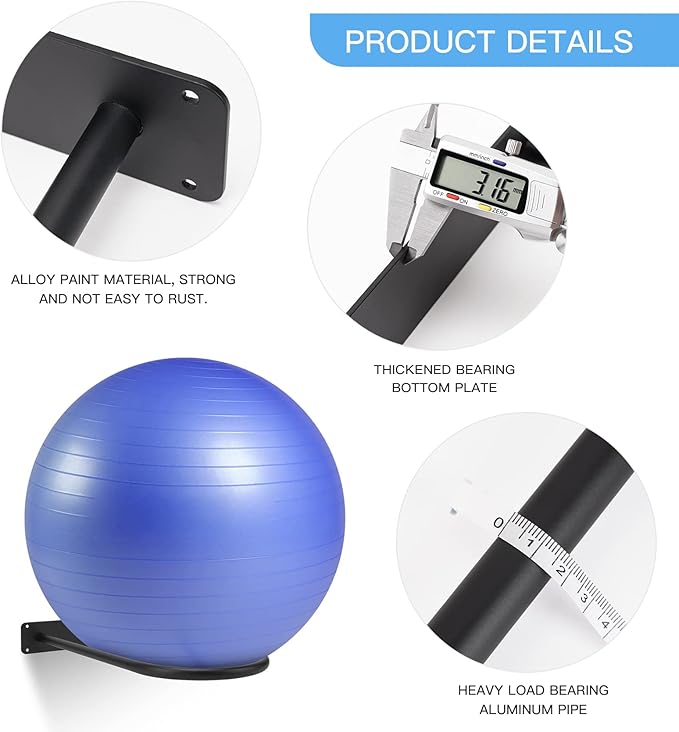 Medicine Ball Rack - Wall Mount Stability Ball Storage Rack(2 Black)
