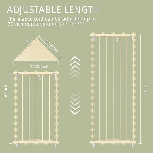 Stuffed Animal Storage Shelf Organizer(Patented) - Corner Stuffed Animal Holder Length Adjustable - Wall Plush Storage with Light for Nursery Playroom Bedroom Kids Room (Beige)