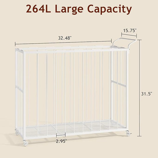 Ball Storage Bin Rolling Sports Ball Cart, Metal Garage Organizer Sport Rack, Ball Basket Storage, Ball Cage for Garage or Gym, Indoor & Outdoor Sports Equipment Organizer