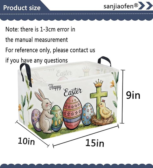 Rectangular Easter Baskets, Eggs Basket for Kids.Bunny Basket with Handles.Boys and Girls,Bunny Eggs Decor,Books,( Easter