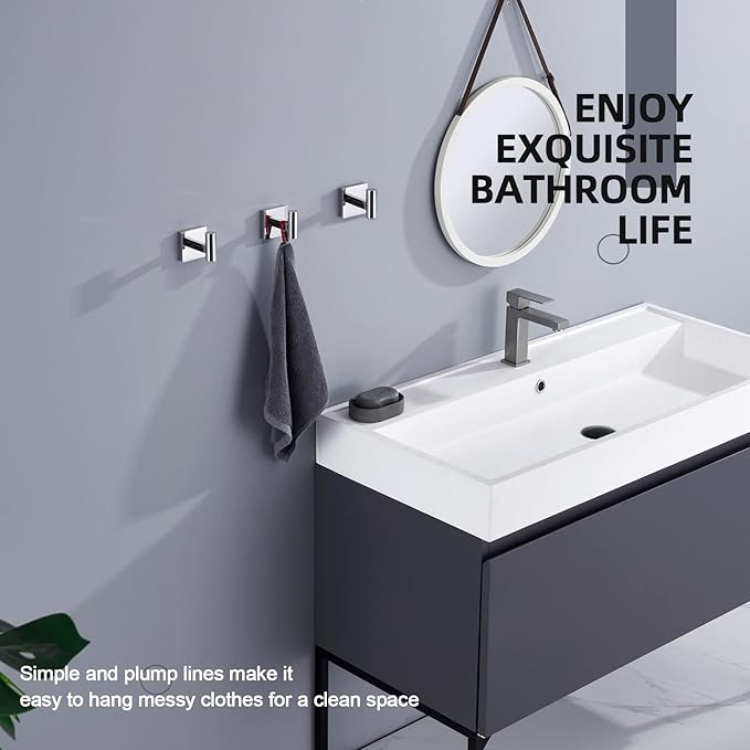 KOKOSIRI Robe Hook Bathroom Towel Coat Hooks for Bath Kitchen Wall 3 Pack Chrome Stainless Steel B1013CH-P3