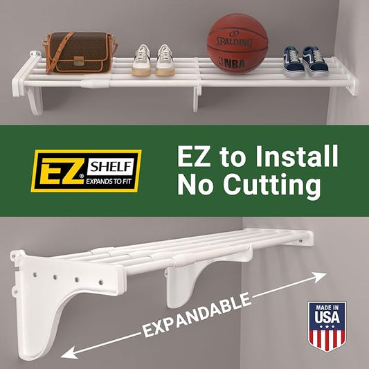 DIY Expandable Closet Shelf (NO Hanging Rod) Easy to Install to 2 Sidewalls