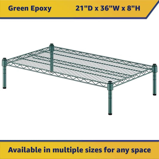 21" x 36" x 8" Green Epoxy Wire Storage Shelf, Dunnage Rack, Commercial 1 Tier Small Shelf