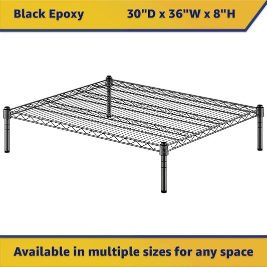 30" x 36" x 8" Black Epoxy Wire Storage Shelf, Dunnage Rack, Commercial 1 Tier Small Shelf