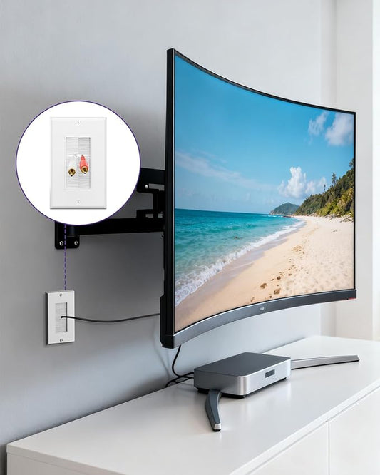 VCE Brush Wall Plate Cable Pass Through, 5 Pack Single Gang Decorator Wall Cover for Low Voltage Cables, in-Wall Cable Management for Wall Mount TV (White)