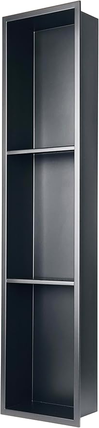 Tall Niche Three-Tiered Shelves Embedded in The Wall,Shower Niche No Tile Needed for Bathroom Niche Decor ,Stainless Steel(Black 8"x 36")