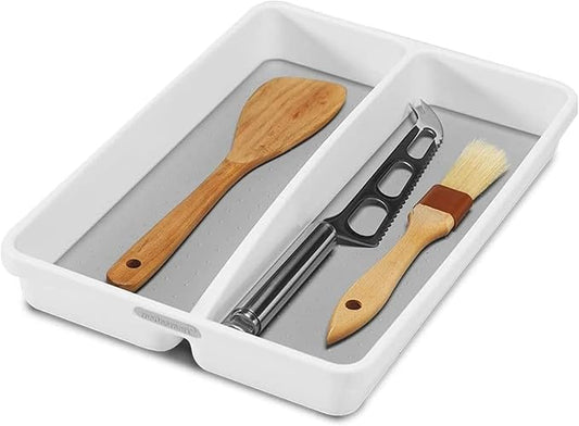 Madesmart BPA-free plastic soft-grip lining Mini Cutlery Tray - Soft Grey