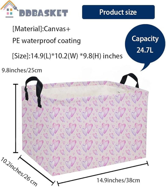 Rectangular Kids Baskets,Heart Basket,Cute Baskets Kids Storage Bin Baby Toy Organizer Box Love Room Decor for Home(Love heart )