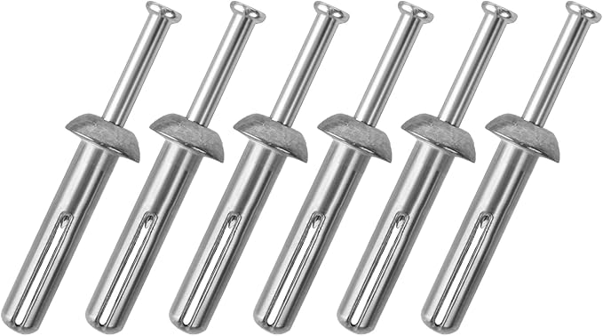 meite Hammer Drive Anchors 1/4" x 1-1/4" for Metal Brackets & Pipe Supports, Concrete & Masonry Fasteners, Zinc-Plated Steel, High Holding Power (100 Counts)