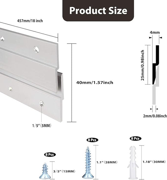French Cleat Picture Hanger, Aluminum Z Hanger Interlocking Wall Mounting Bracket Hardware Kit Z Clips for Hanging Wall Painting, Mirrors, Panels, Artwork, Cabinet, Whiteboard (18 inch-1 Pair)
