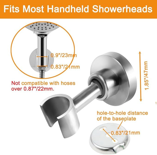 Shower Head Holder All Metal Handheld Shower Wand Bracket Adjustable Handheld Shower Head Holder Wall Mount Shower Wand Bracket for Bathroom,Brushed Stainless Steel